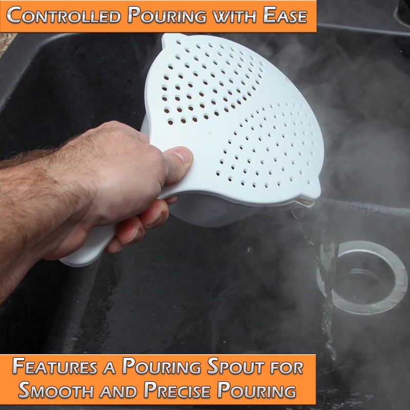 Home-X Microwave Cooking Pot with Strainer Lid - Microwave Steamer for Vegetables with Perforated Lid and Pouring Spout - Convenient, BPA-free Microwave Cookware for Macaroni and Vegetables - Image 4